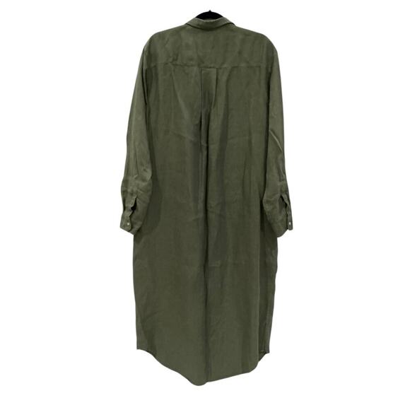 Frank & Eileen Rory Shirtdress Maxi Dress In Olive Size XL Washed Linen Made USA - Picture 11 of 16